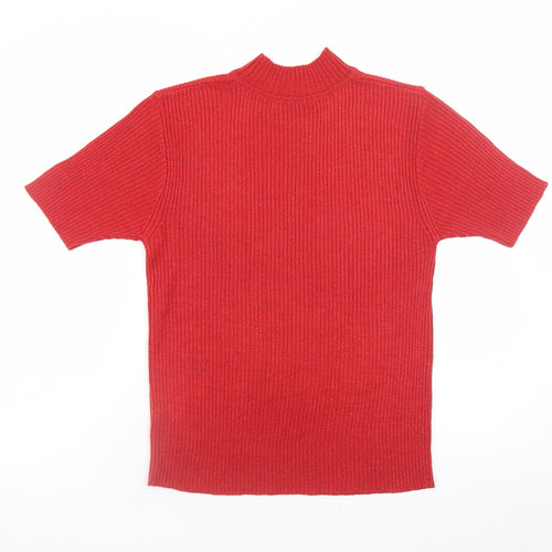 Bonmarché Women's Red Mock Neck Short Sleeve Pullover Jumper XL