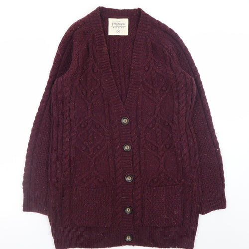 Papaya Weekend Women's Purple Cable Knit Long Sleeve Cardigan Size 14