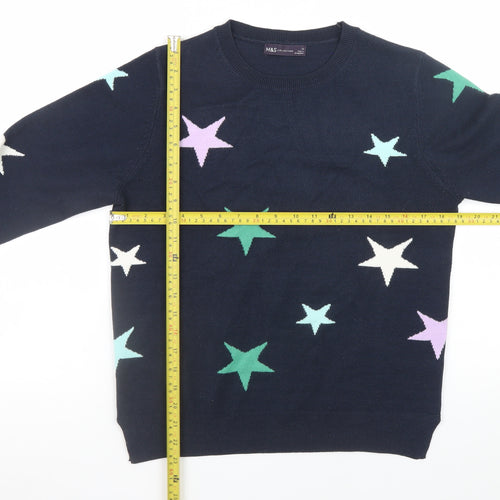 Marks and Spencer Women's Blue Star Knit Jumper Size 12