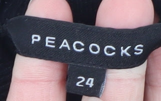 Peacocks Womens Black Size 24 Mock Neck Beaded Pullover Jumper