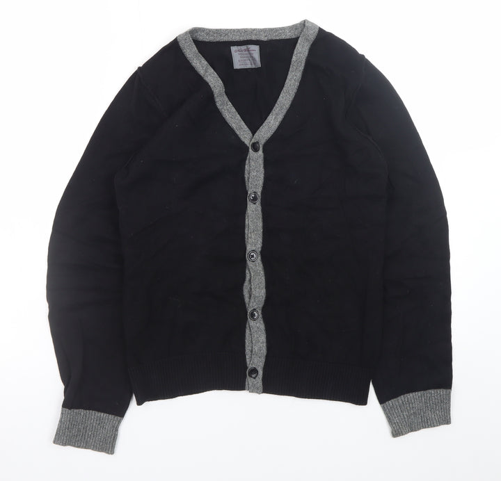 Next Teens Black Cotton V-Neck Button Cardigan Size 13 Yrs