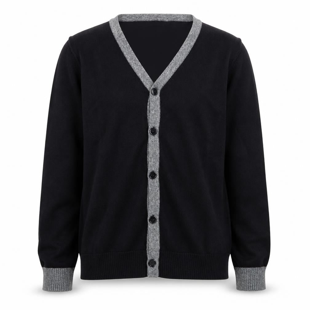 Front view of Next Teens Black Cotton V-Neck Button Cardigan, size 13, Yrs
