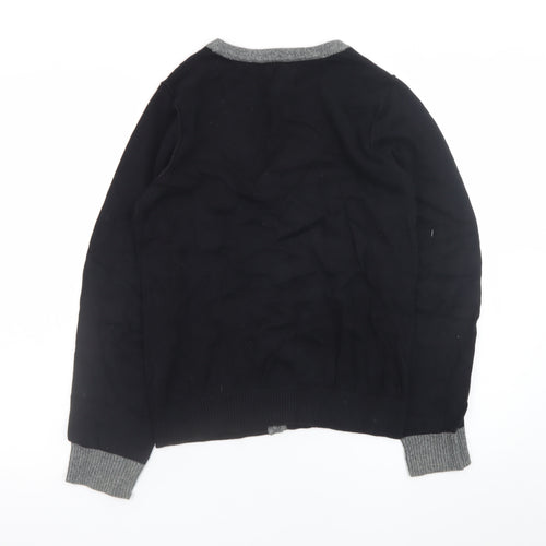 Next Teens Black Cotton V-Neck Button Cardigan Size 13 Yrs