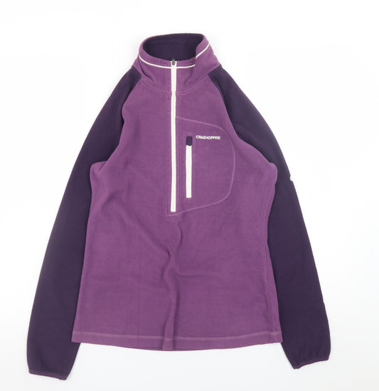 Craghoppers Women's Purple 1/2 Zip Fleece Sweatshirt UK 8