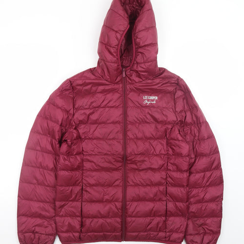 Lee Cooper Womens Red Hooded Puffer Jacket Size 12 Regular Fit