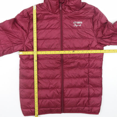 Lee Cooper Womens Red Hooded Puffer Jacket Size 12 Regular Fit