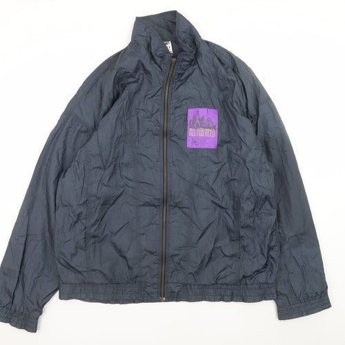 Puma Mens Blue 3XL Windbreaker Jacket with Logo Zip Pockets
