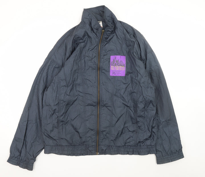 Puma Mens Blue 3XL Windbreaker Jacket with Logo Zip Pockets