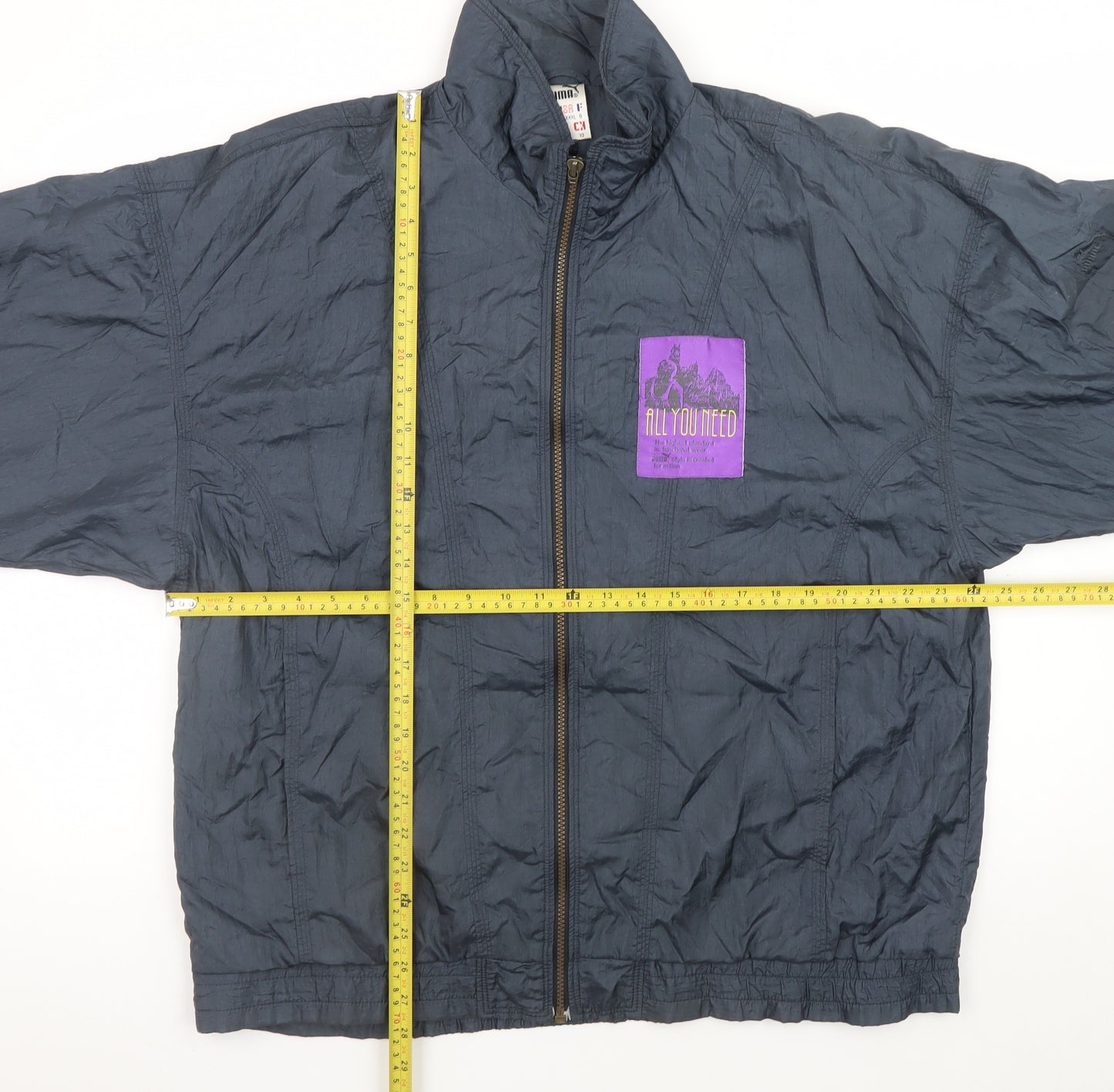 Puma Mens Blue 3XL Windbreaker Jacket with Logo Zip Pockets