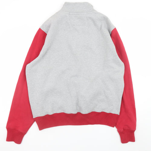 47 Brand Men's Grey Red 1/4 Zip Fleece Sweatshirt XL