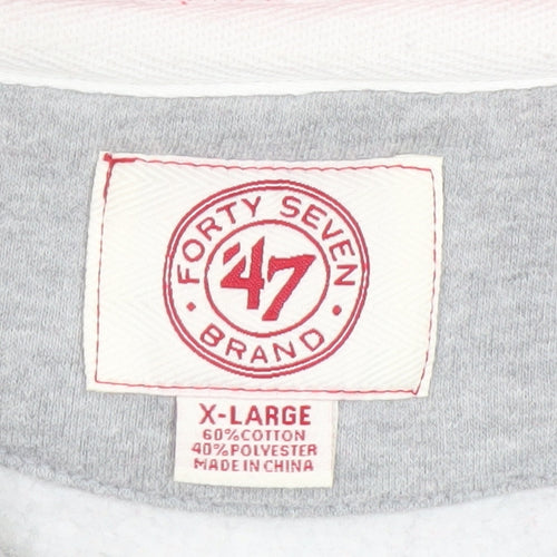 47 Brand Men's Grey Red 1/4 Zip Fleece Sweatshirt XL