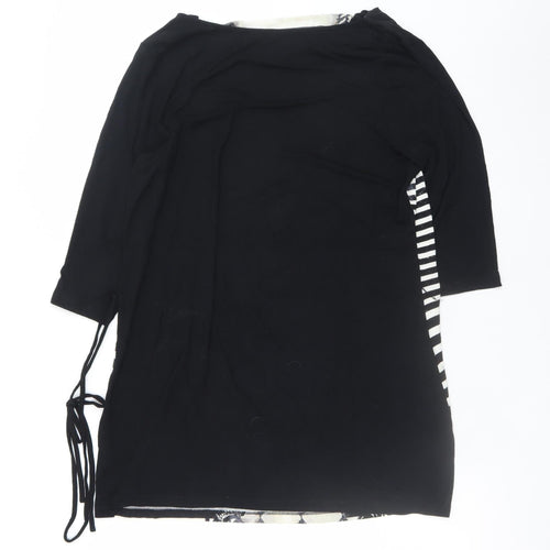 Olsen Women Black Argyle Shift Dress Size 16 3/4 Sleeve Viscose