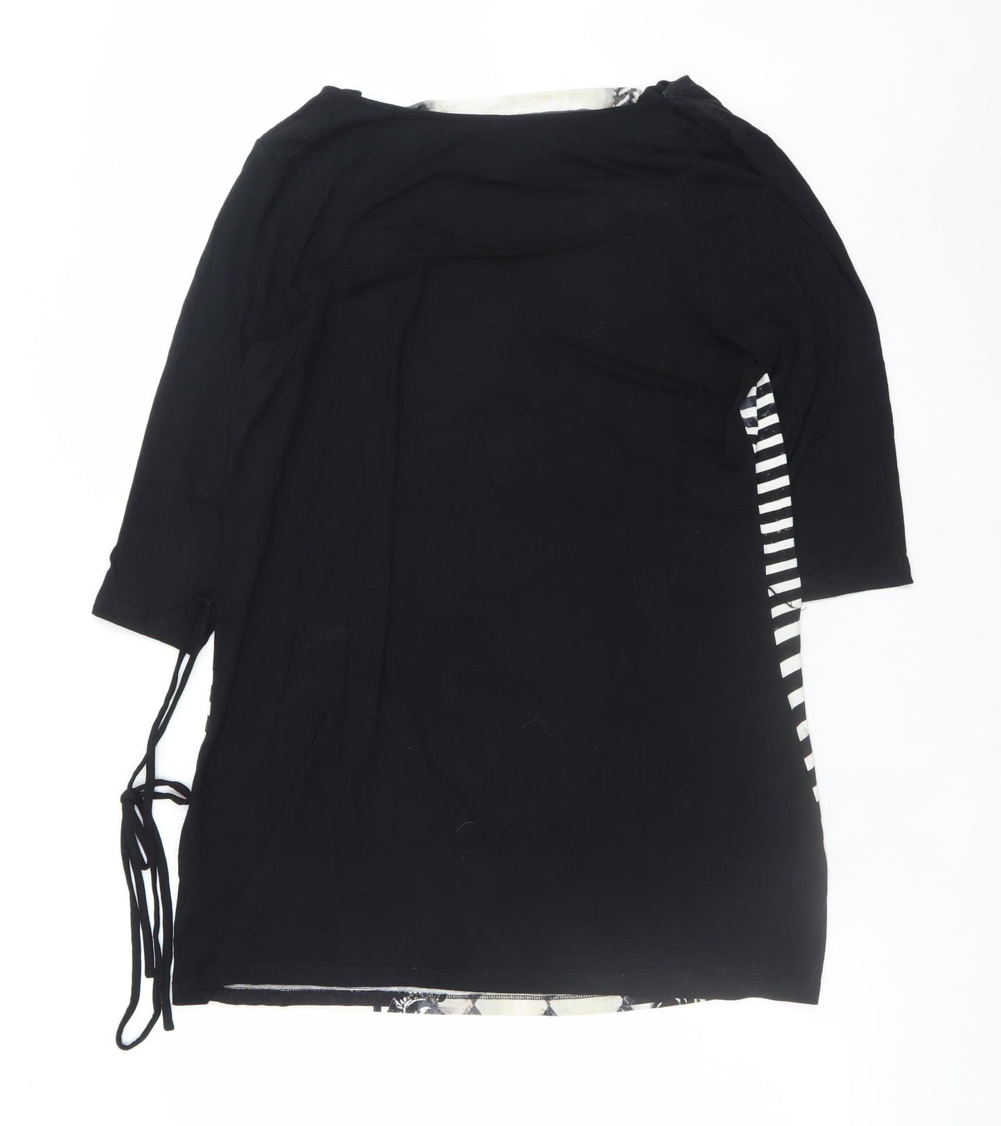 Olsen Women Black Argyle Shift Dress Size 16 3/4 Sleeve Viscose