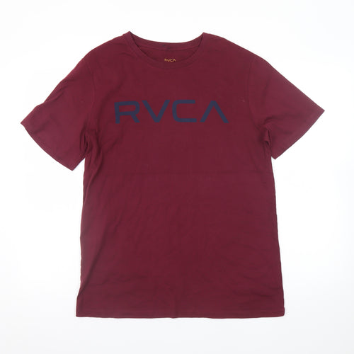 RVCA Men's Red Graphic Logo Cotton T-Shirt Size M