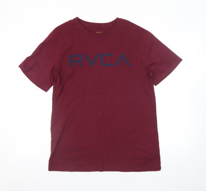 RVCA Men's Red Graphic Logo Cotton T-Shirt Size M