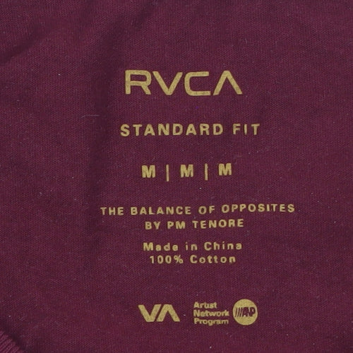 RVCA Men's Red Graphic Logo Cotton T-Shirt Size M