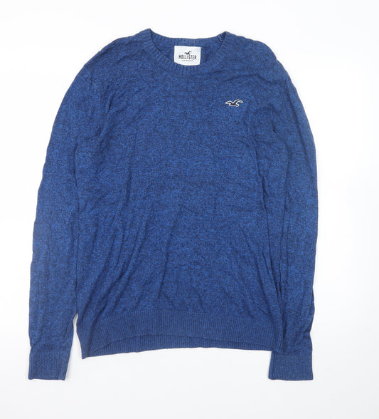 Hollister Men's Blue Knit Long Sleeve Crew Neck T-Shirt Size S