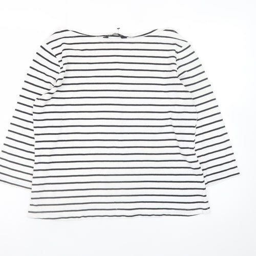 F&F Women’s White Striped Long Sleeve Cotton Jersey Top Size 14
