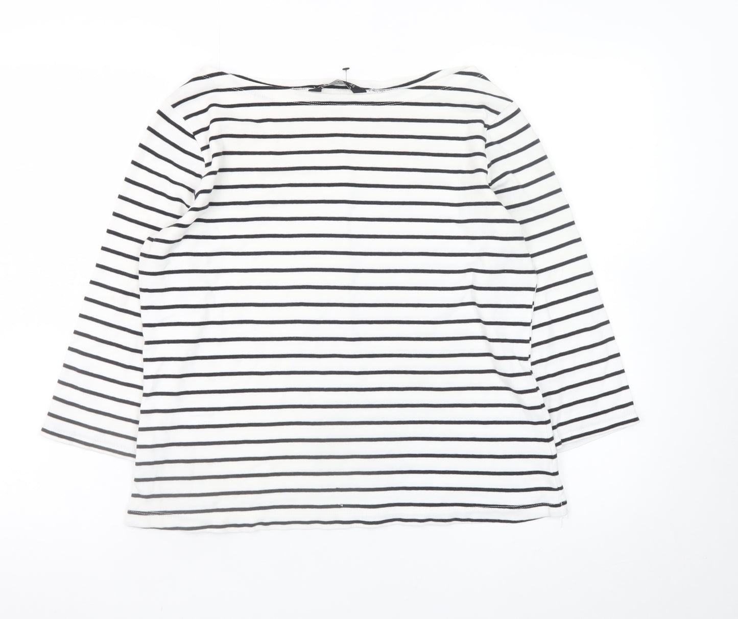 F&F Women’s White Striped Long Sleeve Cotton Jersey Top Size 14