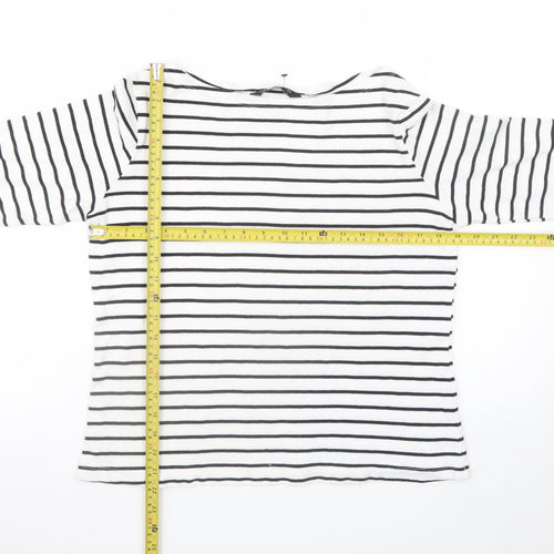 F&F Women’s White Striped Long Sleeve Cotton Jersey Top Size 14