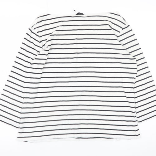 F&F Women’s White Striped Long Sleeve Cotton Jersey Top Size 14