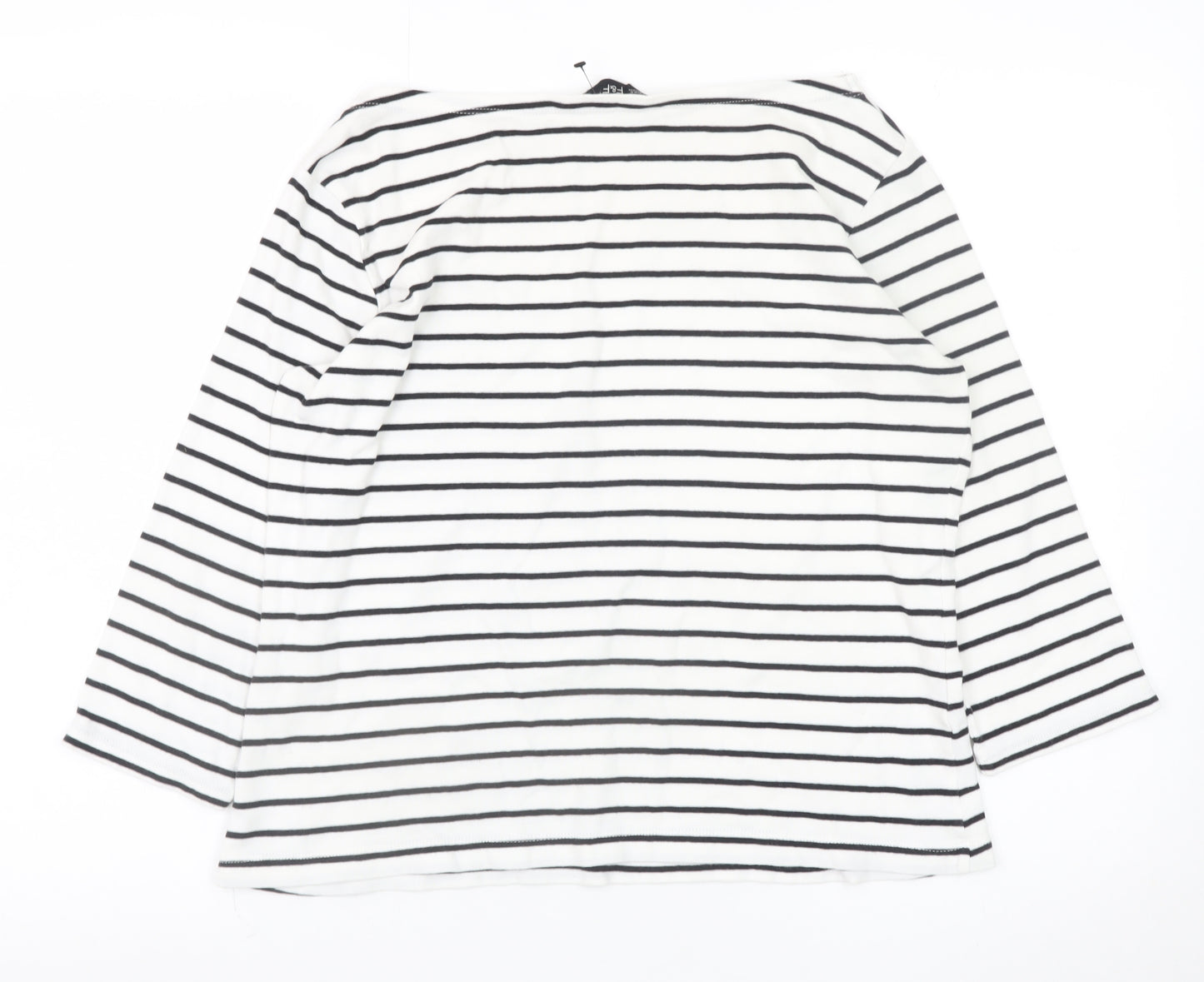 F&F Women’s White Striped Long Sleeve Cotton Jersey Top Size 14