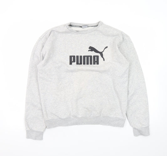 Puma Mens Grey Crew Neck Pullover Sweatshirt Size S Regular Fit