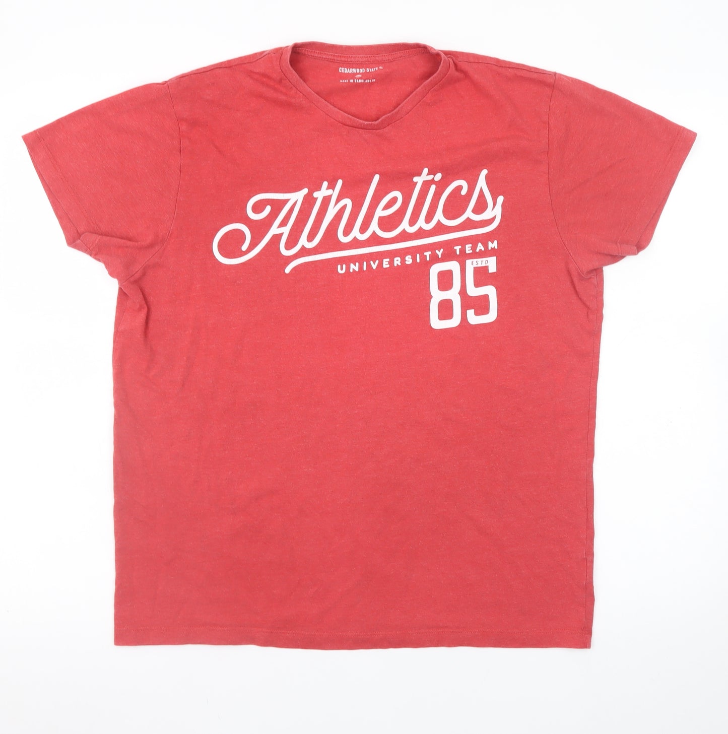 Cedarwood State Men's Red Athletics Graphic Cotton T-Shirt Size M
