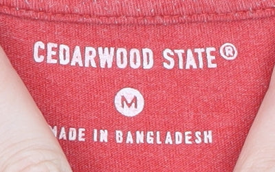 Cedarwood State Men's Red Athletics Graphic Cotton T-Shirt Size M