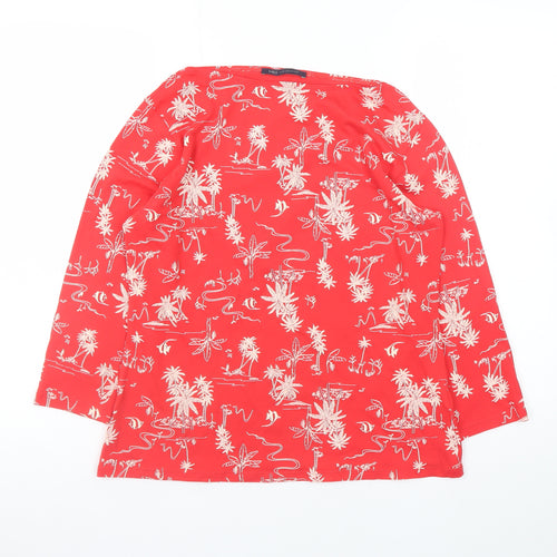 Marks and Spencer Women’s Red Tropical Print Cotton T-Shirt Size 14