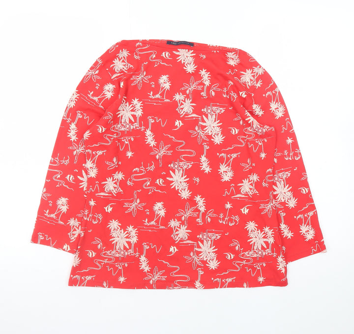 Marks and Spencer Women’s Red Tropical Print Cotton T-Shirt Size 14