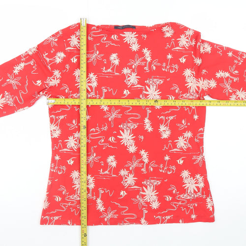 Marks and Spencer Women’s Red Tropical Print Cotton T-Shirt Size 14