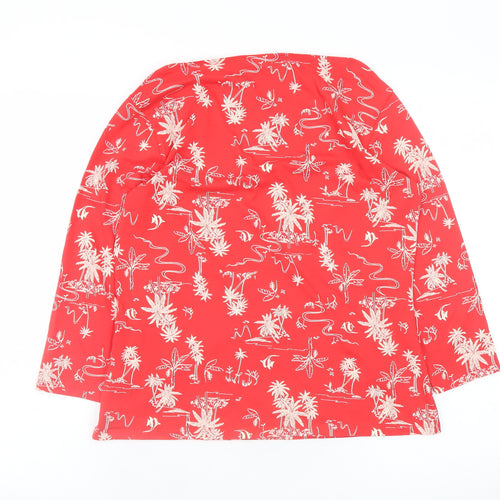 Marks and Spencer Women’s Red Tropical Print Cotton T-Shirt Size 14