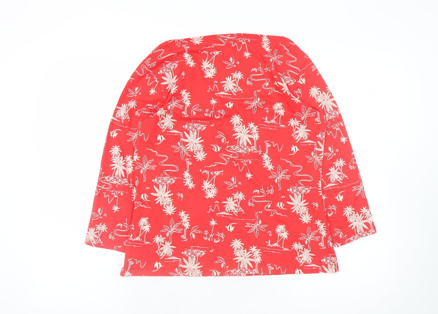 Marks and Spencer Women’s Red Tropical Print Cotton T-Shirt Size 14