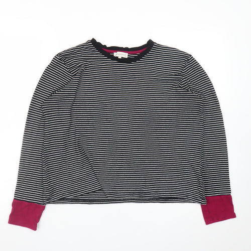 Warehouse Women's Black Striped Long Sleeve Jersey T-Shirt Size 16