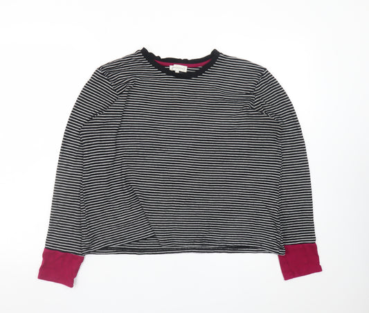 Warehouse Women's Black Striped Long Sleeve Jersey T-Shirt Size 16