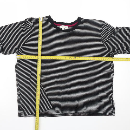Warehouse Women's Black Striped Long Sleeve Jersey T-Shirt Size 16
