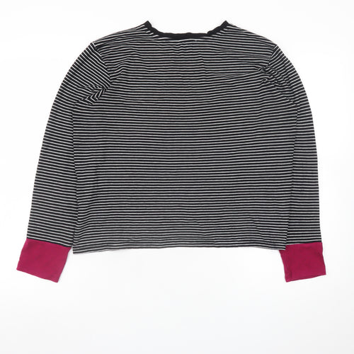 Warehouse Women's Black Striped Long Sleeve Jersey T-Shirt Size 16