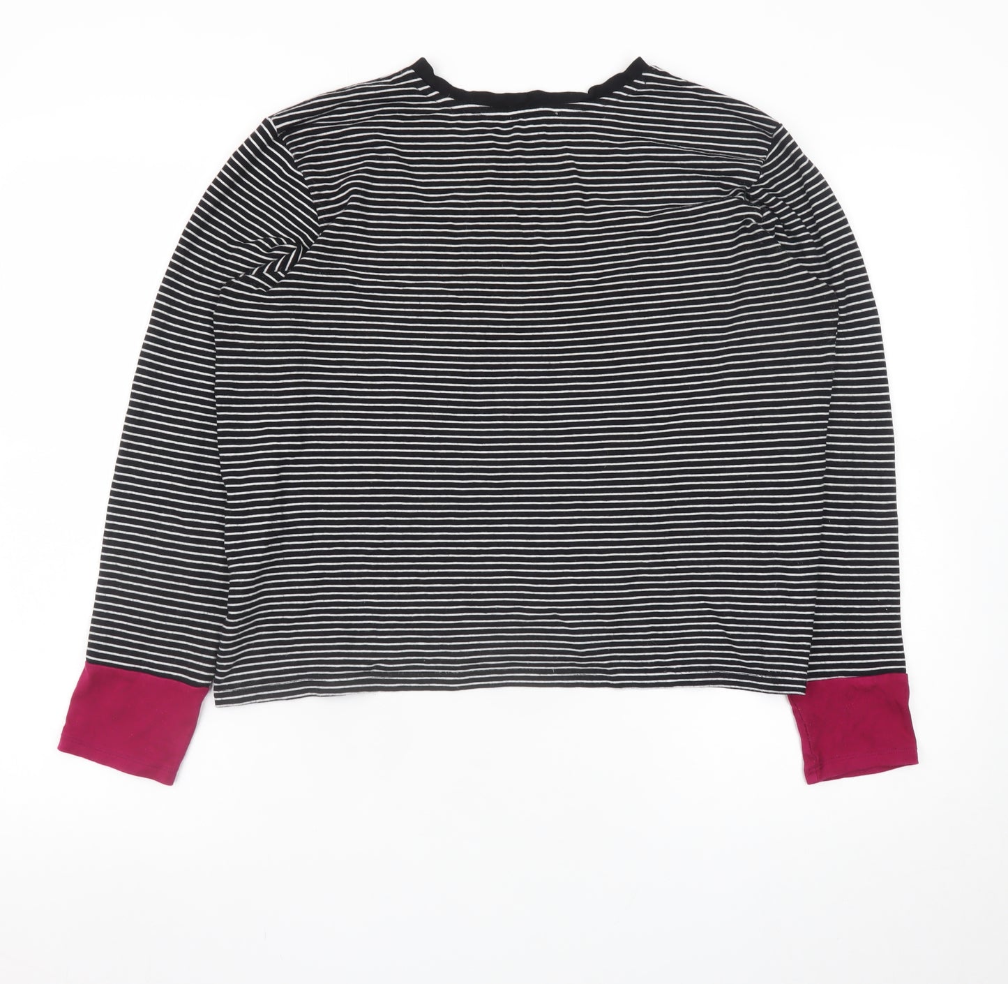 Warehouse Women's Black Striped Long Sleeve Jersey T-Shirt Size 16