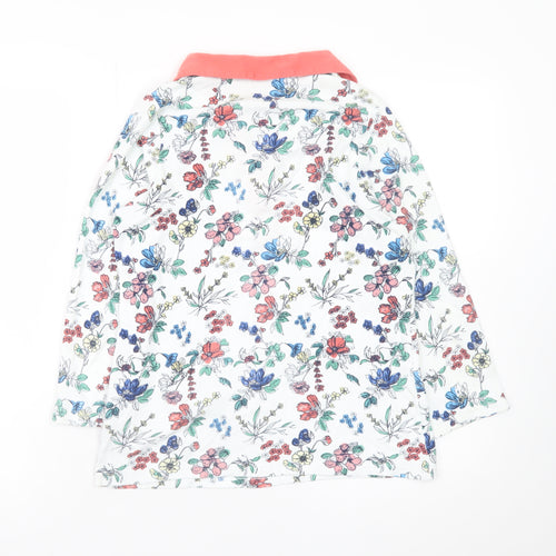 Isle Essentials Women's Multicoloured Floral Collared Long Sleeve Cotton Top Size S 10-12