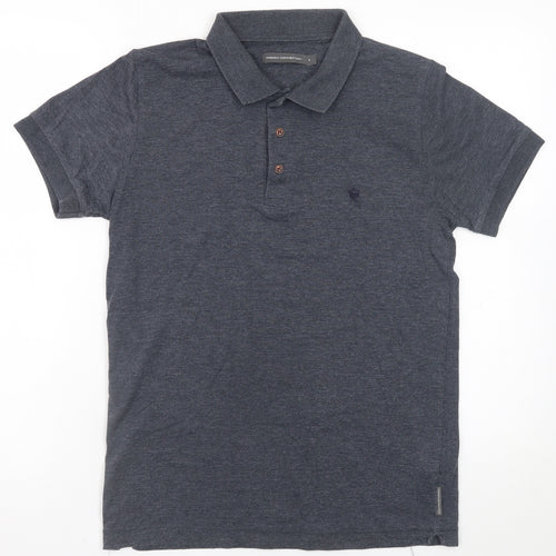 French Connection Men's Grey Cotton Blend Polo Shirt S