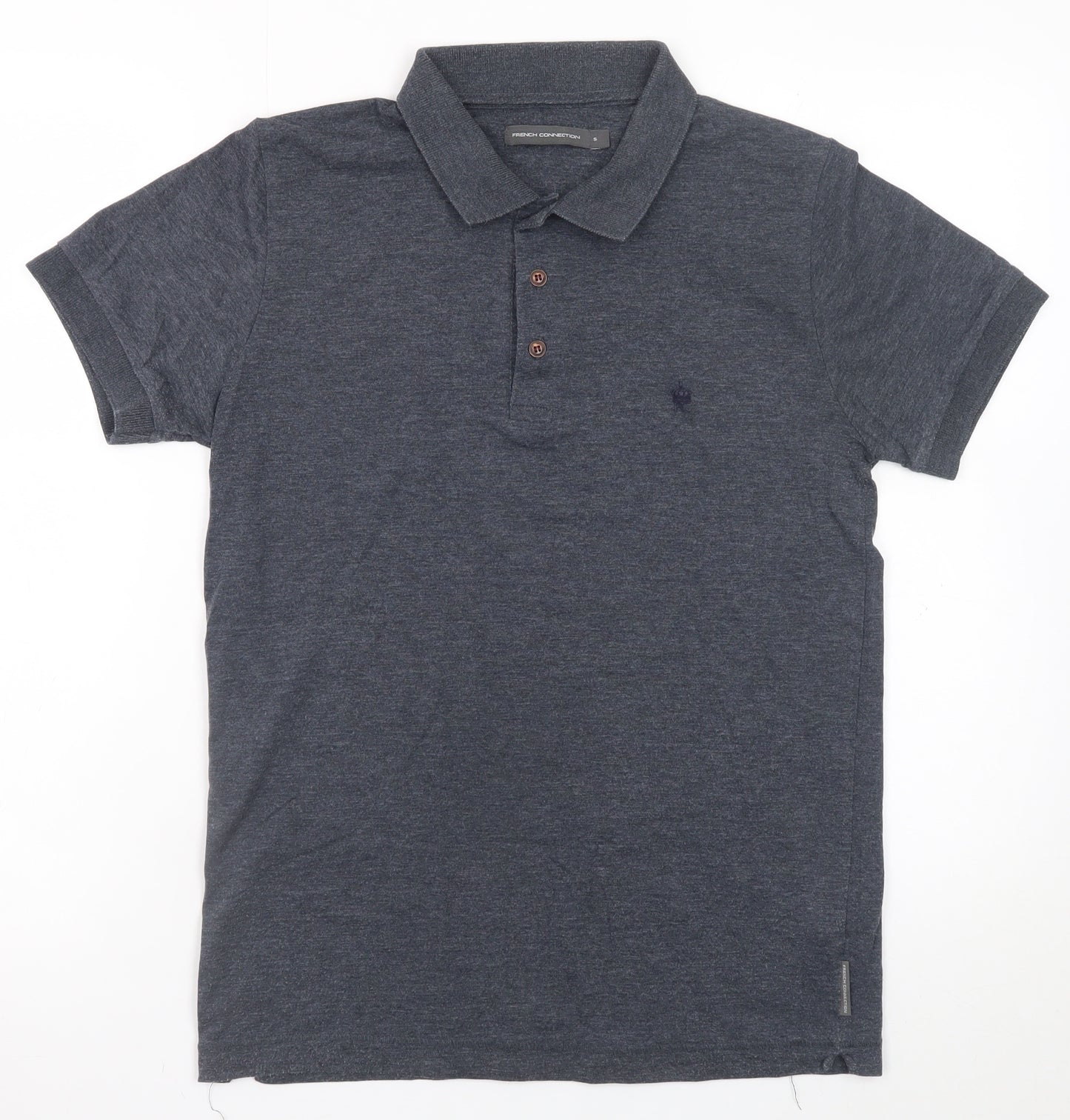French Connection Men's Grey Cotton Blend Polo Shirt S