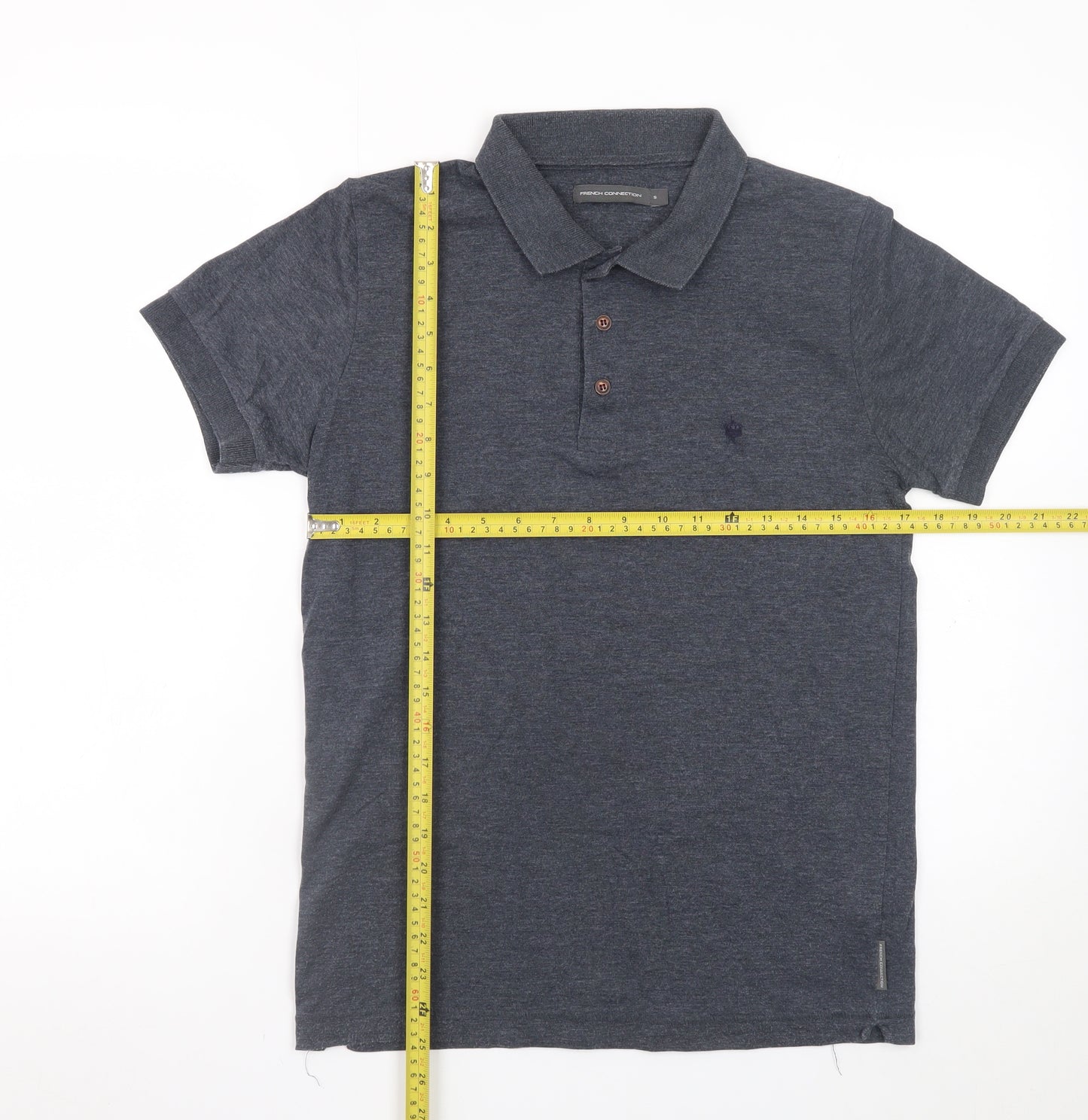 French Connection Men's Grey Cotton Blend Polo Shirt S
