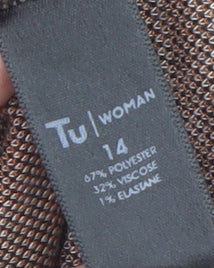 Tu Women Grey Check Shift Dress Size 14 3/4 Sleeve Workwear