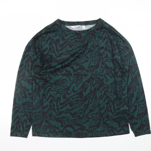 b.young Womens Green Black Long Sleeve Jersey Top Size S
