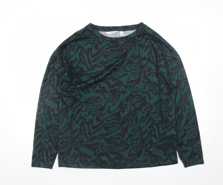 b.young Womens Green Black Long Sleeve Jersey Top Size S