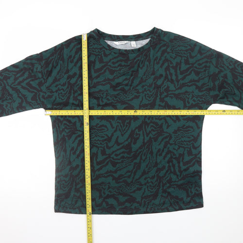 b.young Womens Green Black Long Sleeve Jersey Top Size S