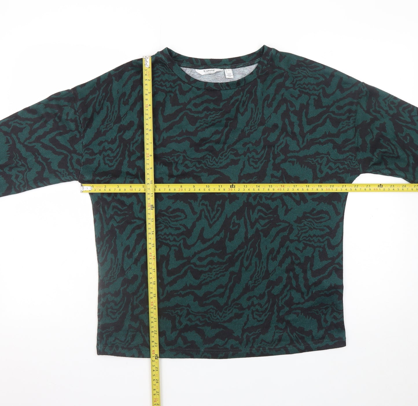 b.young Womens Green Black Long Sleeve Jersey Top Size S