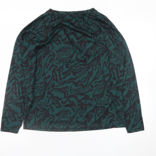 b.young Womens Green Black Long Sleeve Jersey Top Size S