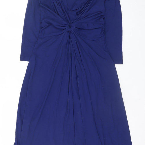 Seraphine Women’s Blue V-Neck Ruched Long Sleeve Maternity Wrap Dress UK 8